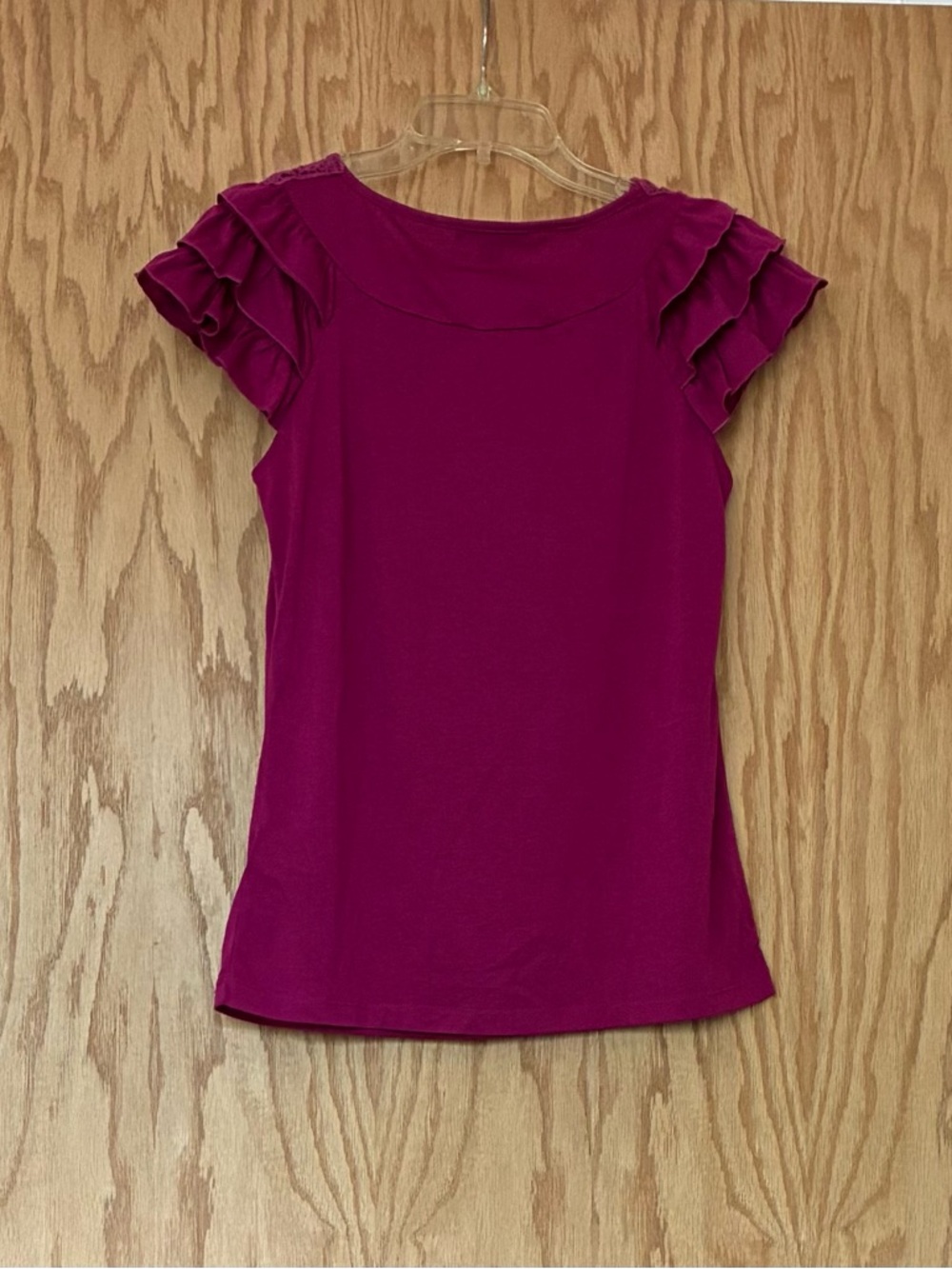 Magenta Ruffle Sleeve Top - Picture 2 of 7